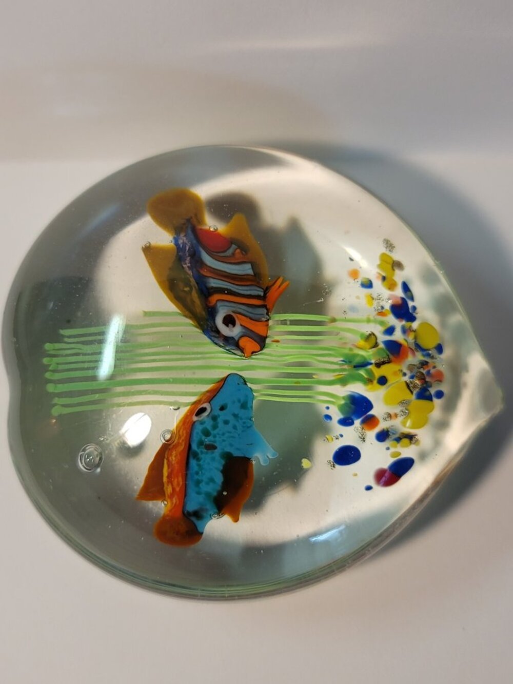 Vintage Murano Glass Aquarium Heart Shaped Paperweight - Picture 7 of 11